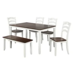 Modern 6-Piece Dining Table Set With Waterproof Coat Ivory And Cherry-ModernLuxe -Luxe Furniture Sale GUEST 37cf16c4 87b3 417d afb8 2aebeb61e867