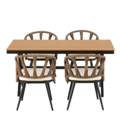 ModernLuxe 5-Piece Outdoor Dining Set: Rectangular Table & Rope-Woven Chairs -Luxe Furniture Sale GUEST 3815fe0f aecb 4f13 8f8e 6989243adbc2