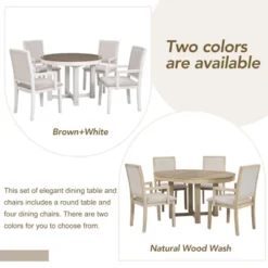 ModernLuxe 5-Piece Round Extendable Dining Table Set with 4 Upholstered Armchairs -Luxe Furniture Sale GUEST 388f37f7 be42 441c 85d3 446fee3d6c24