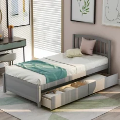 Twin Wood Platform Storage Bed Frame With Headboard And Two Drawers-ModernLuxe -Luxe Furniture Sale GUEST 395d1644 c329 4dbe 8053 ad85fb276e8c