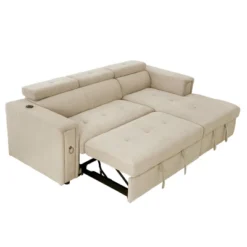 96" L-Shape Sectional Sofa With Adjustable Headrest, Wireless Charging And Cup Holders, Pull-Out Sofa Bed With Hidden Storage - ModernLuxe -Luxe Furniture Sale GUEST 399557aa 8817 4dd2 baea 019230e7cba2