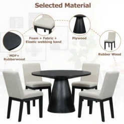 ModernLuxe 5-Piece Retro Round Dining Table Set with 4 Upholstered Chairs 19 ModernLuxe 5-Piece Retro Round Dining Table Set with 4 Upholstered Chairs -Luxe Furniture Sale GUEST 3a6681e9 87da 4c64 bda4 220ea929f2c2