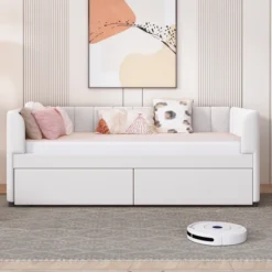 Twin Size Upholstered Daybed With Ergonomic Design Backrest - ModernLuxe