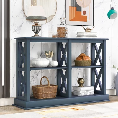 Accent Console Table With 3-Tier Open Storage Spaces-ModernLuxe 10 Accent Console Table With 3-Tier Open Storage Spaces-ModernLuxe - Image 8
