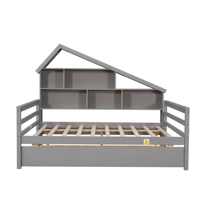 ModernLuxe Full Size Platform Bed with Twin Trundle and Integrated Storage Shelves 6 ModernLuxe Full Size Platform Bed with Twin Trundle and Integrated Storage Shelves - Image 4