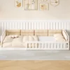 Full Size Upholstered Platform Bed Frame, Toddler Beds With Guardrail And Pillow 4W, Beige/Gray -ModernLuxe 1 Full Size Upholstered Platform Bed Frame, Toddler Beds With Guardrail And Pillow 4W, Beige/Gray -ModernLuxe -Luxe Furniture Sale GUEST 3b13f5c5 5e75 4833 8730 427d0a027b50