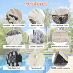 ModernLuxe 90.5" Outdoor Sunbed with Pyramid Tent Canopy and Privacy Curtains 24 ModernLuxe 90.5" Outdoor Sunbed with Pyramid Tent Canopy and Privacy Curtains -Luxe Furniture Sale GUEST 3b1e6115 9831 4d5a 8f3b a43f25046341 1