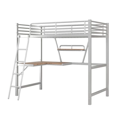 ModernLuxe Twin Size Metal Loft Bed with Built-in Desk and Shelves 6 ModernLuxe Twin Size Metal Loft Bed with Built-in Desk and Shelves - Image 4