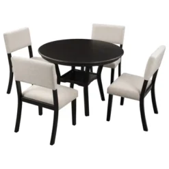 ModernLuxe 5-Piece Round Dining Table Set with Storage Shelf and 4 Upholstered Chairs -Luxe Furniture Sale GUEST 3bd91cc6 7504 417a 85a9 b40c6b3a2c9f