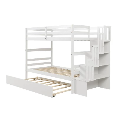 ModernLuxe Twin Over Twin Bunk Bed with Trundle, Stairs, and Storage Shelves 10 ModernLuxe Twin Over Twin Bunk Bed with Trundle, Stairs, and Storage Shelves - Image 8