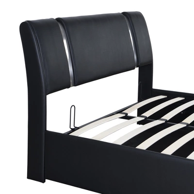 Upholstered Faux Leather Platform Bed With A Hydraulic Storage System-ModernLuxe 10 Upholstered Faux Leather Platform Bed With A Hydraulic Storage System-ModernLuxe - Image 8