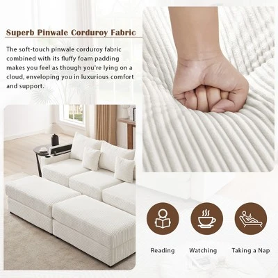 2/4/5/6 Pcs Sectional Sofa Couch, Storage Sofa Chair With Movable Ottoman, USB Ports, Cup Holders, Phone Holder -ModernLuxe 7 2/4/5/6 Pcs Sectional Sofa Couch, Storage Sofa Chair With Movable Ottoman, USB Ports, Cup Holders, Phone Holder -ModernLuxe - Image 5