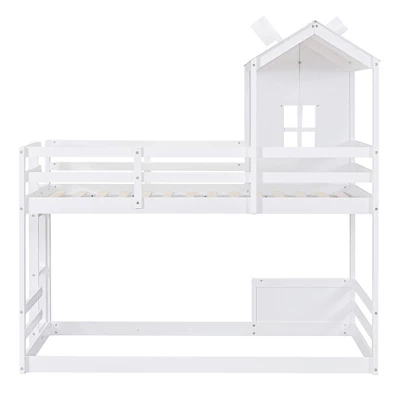 ModernLuxe Twin Over Twin Bunk Bed with Roof, Window, and Whimsical Windmill 8 ModernLuxe Twin Over Twin Bunk Bed with Roof, Window, and Whimsical Windmill - Image 6