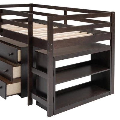 ModernLuxe Low Twin Loft Bed with Rolling Desk and Storage Cabinet 11 ModernLuxe Low Twin Loft Bed with Rolling Desk and Storage Cabinet - Image 9