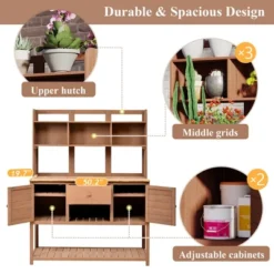 ModernLuxe 50" Outdoor Potting Bench Workstation with Hutch and Adjustable Shelves