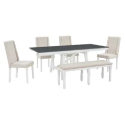 ModernLuxe 6-Piece Classic Wood Extendable Dining Set with Wing-Back Chairs -Luxe Furniture Sale GUEST 3d3a3ba4 0331 47a9 b510 e3575de64da2