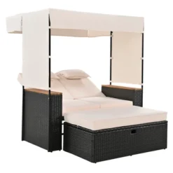 ModernLuxe 2-Piece Rattan Sunbed Lounger with Canopy and Storage Bench -Luxe Furniture Sale GUEST 3d4e7d1d 0df5 4bda 939a d5485fc243a3