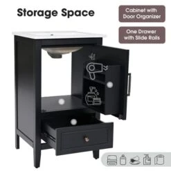 Modern Bathroom Vanity With Ceramic Sink, Bathroom Cabinet With Drawers, Solid Acacia Wood Frame And MDF Board - ModernLuxe -Luxe Furniture Sale GUEST 3dc87b99 6f3d 4eda bae7 bd6ffa064c6d