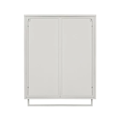 23.62" Glass Door Wall Cabinet With 2-Tier Enclosed Storage, Open Shelves And Towel Rack, White - ModernLuxe 9 23.62" Glass Door Wall Cabinet With 2-Tier Enclosed Storage, Open Shelves And Towel Rack, White - ModernLuxe - Image 7
