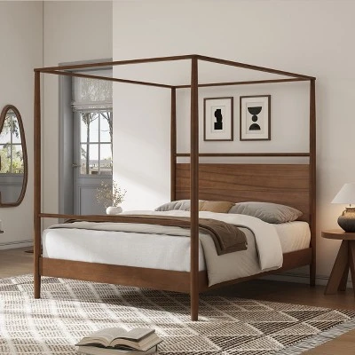 ModernLuxe 4-Poster Canopy Bed Frame - Solid Wood Platform Bed 3 ModernLuxe 4-Poster Canopy Bed Frame - Solid Wood Platform Bed