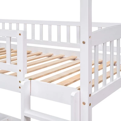 ModernLuxe Twin Over Twin House Bunk Bed with Slide and Ladder 12 ModernLuxe Twin Over Twin House Bunk Bed with Slide and Ladder - Image 10