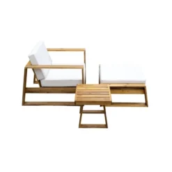 ModernLuxe 3-Piece Outdoor Patio Lounge Set: Acacia Wood Armchair, Ottoman, and Side Table -Luxe Furniture Sale GUEST 3f74f901 1235 4b15 be6b 8b3b9946eb10