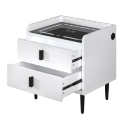 Modern Nightstand With Wireless Charging, USB Port And Adjustable LED Lights, End Table With 2 Drawers-ModernLuxe -Luxe Furniture Sale GUEST 3ff6e1fb e188 4185 940f cc8c382e2ace