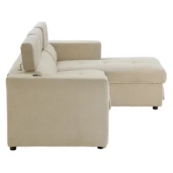 96" L-Shape Sectional Sofa With Adjustable Headrest, Wireless Charging And Cup Holders, Pull-Out Sofa Bed With Hidden Storage - ModernLuxe -Luxe Furniture Sale GUEST 4001153c 5fe0 4a0c b230 2369bea7127e