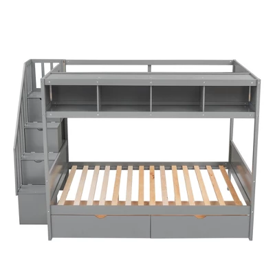 ModernLuxe Twin Over Full Bunk Bed with Storage Stairs & 2 Drawers 7 ModernLuxe Twin Over Full Bunk Bed with Storage Stairs & 2 Drawers - Image 5