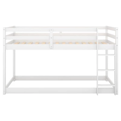 ModernLuxe Twin Over Twin Solid Wood Floor Bunk Bed with Integrated Safety Ladder 8 ModernLuxe Twin Over Twin Solid Wood Floor Bunk Bed with Integrated Safety Ladder - Image 6