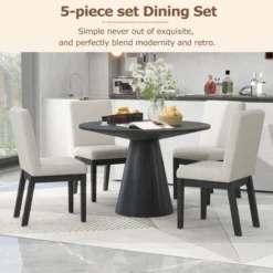 ModernLuxe 5-Piece Retro Round Dining Table Set with 4 Upholstered Chairs 17 ModernLuxe 5-Piece Retro Round Dining Table Set with 4 Upholstered Chairs -Luxe Furniture Sale GUEST 4154eefe a541 4c5e b36c f8b5422daa38