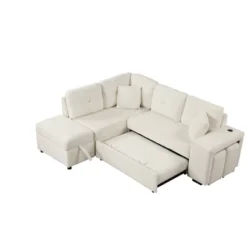 87.7" Convertible Pull Out Sleeper Sofa Bed With Storage Ottoman, 2 Stools, Wireless Charger And USB Ports 4M-ModernLuxe 25 87.7" Convertible Pull Out Sleeper Sofa Bed With Storage Ottoman, 2 Stools, Wireless Charger And USB Ports 4M-ModernLuxe -Luxe Furniture Sale GUEST 41e2ad50 ec7c 494b 971a e780864ee0ec