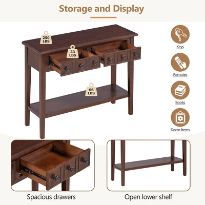 ModernLuxe 38" Rustic Console Table with 2 Drawers and Open Shelf 6 ModernLuxe 38" Rustic Console Table with 2 Drawers and Open Shelf - Image 4