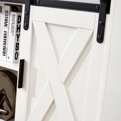 46.9'' Wooden Storage Cabinet With Two Sliding Barn Doors - ModernLuxe 10 46.9'' Wooden Storage Cabinet With Two Sliding Barn Doors - ModernLuxe - Image 8