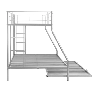 ModernLuxe Twin Over Full Steel Bunk Bed with Twin Size Trundle and Dual Ladders 11 ModernLuxe Twin Over Full Steel Bunk Bed with Twin Size Trundle and Dual Ladders - Image 9