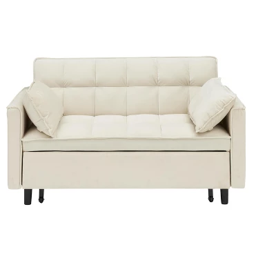 3-in-1 Velvet Convertible Sofa Bed With Adjustable Backrest, Pull Out Sleeper Loveseat With Side Pockets - ModernLuxe 9 3-in-1 Velvet Convertible Sofa Bed With Adjustable Backrest, Pull Out Sleeper Loveseat With Side Pockets - ModernLuxe - Image 7