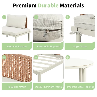 ModernLuxe 6/8-Piece Modular Half Moon Outdoor Sectional Set with Nesting Coffee Tables 6 ModernLuxe 6/8-Piece Modular Half Moon Outdoor Sectional Set with Nesting Coffee Tables - Image 4