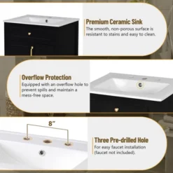 24"W Bathroom Vanity With Ceramic Sink, Bathroom Cabinet With Storage Racks, Drawers And Soft Closing Door, Black/Green-ModernLuxe 21 24"W Bathroom Vanity With Ceramic Sink, Bathroom Cabinet With Storage Racks, Drawers And Soft Closing Door, Black/Green-ModernLuxe -Luxe Furniture Sale GUEST 447354dd fd8c 424d a001 bce05dbb3b3f