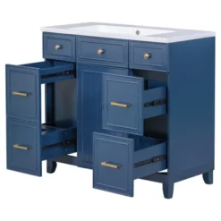 36" Bathroom Cabinet With Sink, Soft Close Doors And Drawers, Navy Blue - ModernLuxe 16 36" Bathroom Cabinet With Sink, Soft Close Doors And Drawers, Navy Blue - ModernLuxe -Luxe Furniture Sale GUEST 4480d2a4 07a7 40eb 9602 e0b89f47ca5a