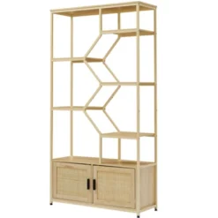 7-Tier Rattan Storage Bookshelf With 2 Doors, Natural – ModernLuxe 17 7-Tier Rattan Storage Bookshelf With 2 Doors, Natural – ModernLuxe -Luxe Furniture Sale GUEST 4499964c 705b 4658 99c1 3a657c240e50