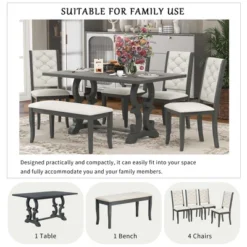ModernLuxe 6-Piece Retro Dining Set with Flemish Scroll Table and Bench 15 ModernLuxe 6-Piece Retro Dining Set with Flemish Scroll Table and Bench -Luxe Furniture Sale GUEST 44f2ee87 4d03 48aa 80d2 d76a63684ef5