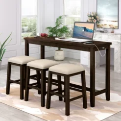 Rustic 4-Pieces Counter Height Dining Set With Fabric Padded Stools And Socket-ModernLuxe 25 Rustic 4-Pieces Counter Height Dining Set With Fabric Padded Stools And Socket-ModernLuxe -Luxe Furniture Sale GUEST 45ab8d19 f1c4 44d1 8130 55faa7ae9807