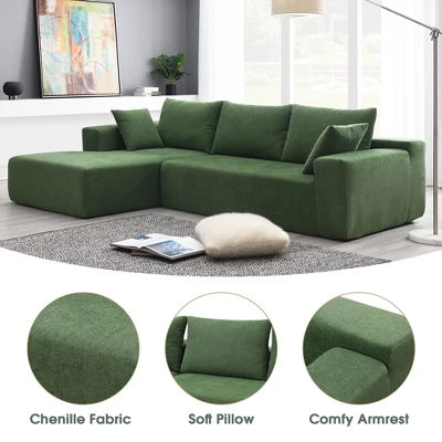 109" Upholstered Modular Sectional Sofa Couch Set, L Shape Free Combination Sleeper Sofa With Pillows- ModernLuxe 5 109" Upholstered Modular Sectional Sofa Couch Set, L Shape Free Combination Sleeper Sofa With Pillows- ModernLuxe - Image 3