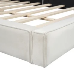 Queen Size Upholstered Wooden Platform Bed Frame With Headboard 4S -ModernLuxe -Luxe Furniture Sale GUEST 45e608bb bc53 4e34 867a 34b6a038e655