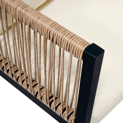 ModernLuxe 4-Piece Rattan Wicker Outdoor Patio Sofa Set with Tempered Glass Table 16 ModernLuxe 4-Piece Rattan Wicker Outdoor Patio Sofa Set with Tempered Glass Table - Image 14