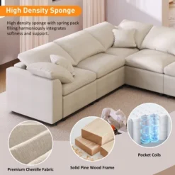 ModernLuxe Sectional Sofa, 7-Seater Oversized Sofa With Movable Ottoman, Chenille Upholstered Modular Sofa Couch -Luxe Furniture Sale GUEST 46b4f954 ae99 46f9 92ce 76c470709d67