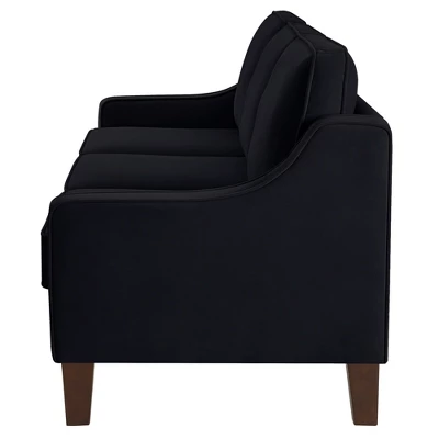 Single/Loveseat/3-Piece Seat Upholstered Sofa Chair/Couch With Scooped Armrest And Wooden Legs, Navy/Black/Taupe, 4W-ModernLuxe 7 Single/Loveseat/3-Piece Seat Upholstered Sofa Chair/Couch With Scooped Armrest And Wooden Legs, Navy/Black/Taupe, 4W-ModernLuxe - Image 5