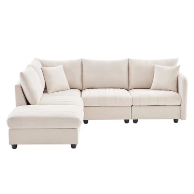 ModernLuxe 89" Modern L-Shaped 5-Seat Sectional Sofa with Convertible Ottoman 6 ModernLuxe 89" Modern L-Shaped 5-Seat Sectional Sofa with Convertible Ottoman - Image 4