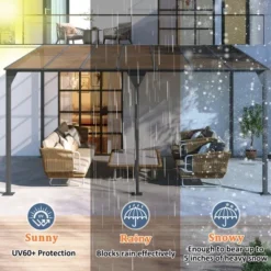 ModernLuxe 14.76 x 9.22 FT Wall-Mounted Gazebo, All-Weather Outdoor Pergola with PC Roof -Luxe Furniture Sale GUEST 47b90292 555a 41e8 9dd0 d7de853303e9