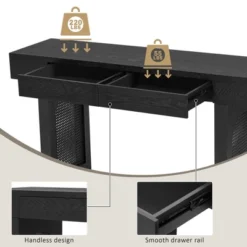 51.9"W Rustic Console Table With Rattan Accent, Narrow Entryway Table With Drawers, Wood Finish Sofa Table Console Tables - ModernLuxe 17 51.9"W Rustic Console Table With Rattan Accent, Narrow Entryway Table With Drawers, Wood Finish Sofa Table Console Tables - ModernLuxe -Luxe Furniture Sale GUEST 47c8542a f650 4060 bfb2 603a9a4ceb47